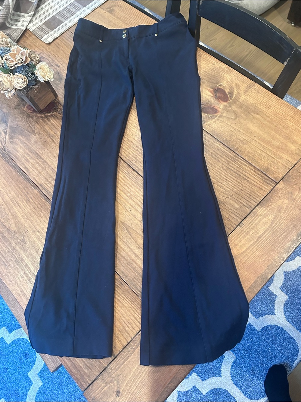Cache Women's Navy Flare work Pants y2k vintage